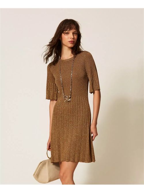 Abito corto in maglia con lurex